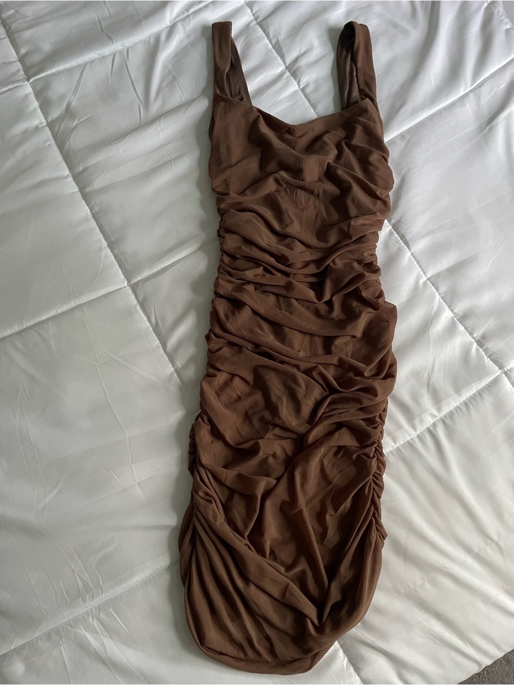 NWT Naked Wardrobe sexy mesh brown Mini Dress - Picture 6 of 10